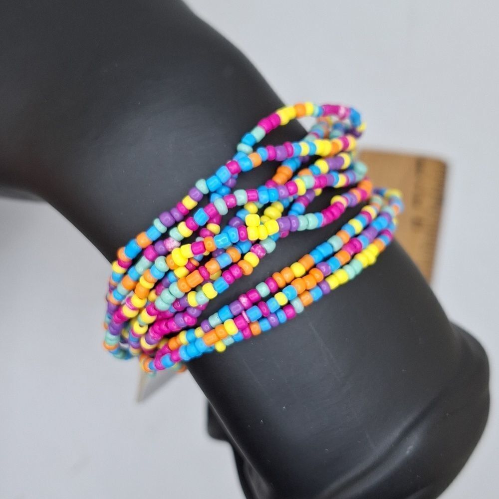 Candy Color rainbow multicolor beaded bracelet bundle pack of 10